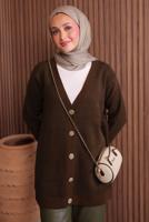 Tesettür giyim KAHVE SAKAL İPLİK HIRKA T 2907