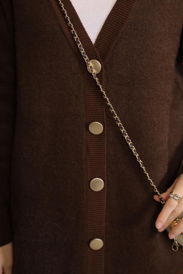 Tesettür giyim KAHVE SAKAL İPLİK HIRKA T 2907 - TRENDTESETTÜR