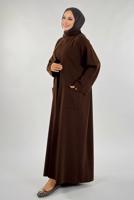 Tesettür giyim KAHVE CEP DETAYLI TRİKO HIRKA T 31381