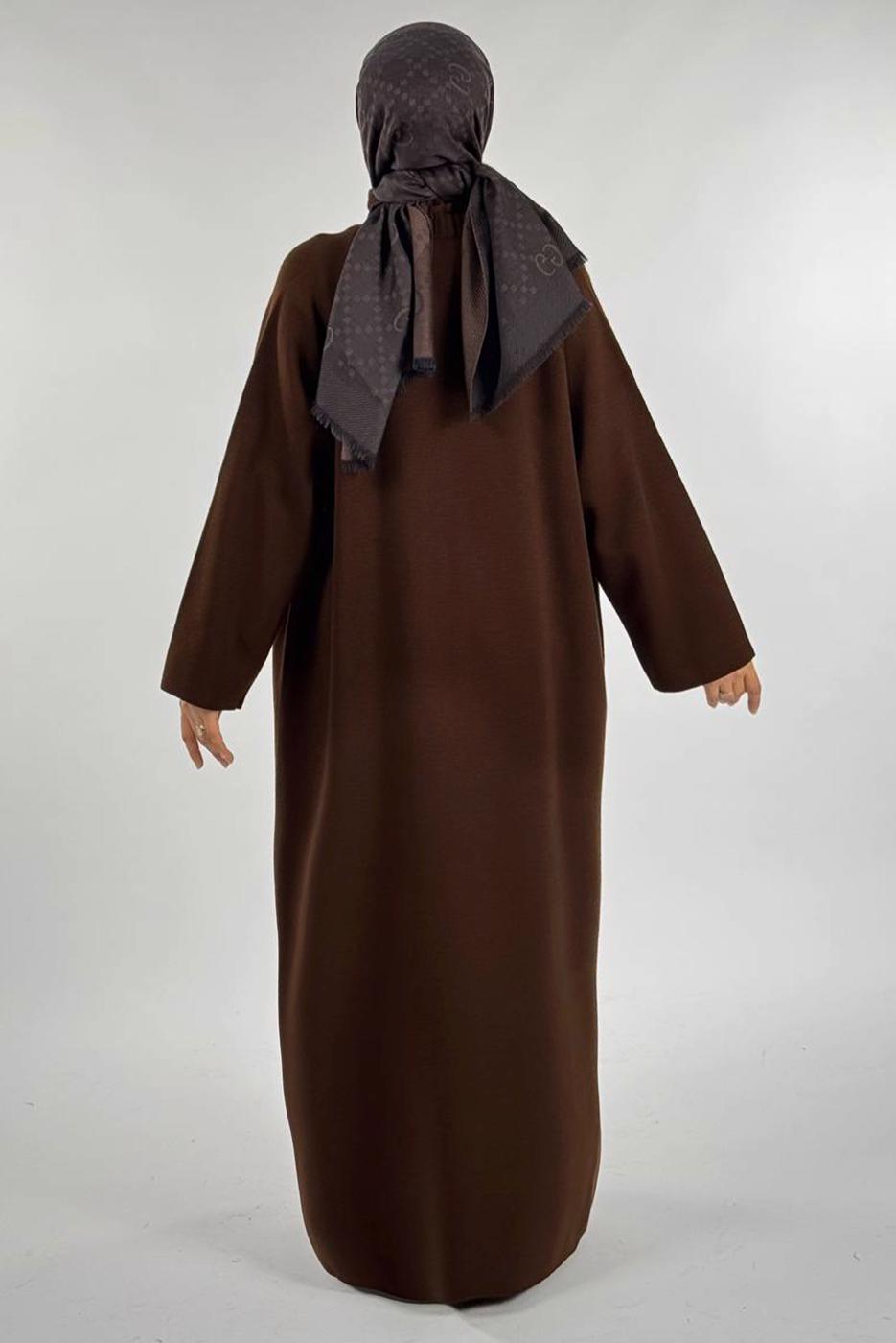 Tesettür giyim KAHVE CEP DETAYLI TRİKO HIRKA T 31381