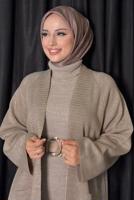 Vêtements hijab VISON CARDIGAN EN MAILLE AVEC DÉTAIL DE POCHE T 31381