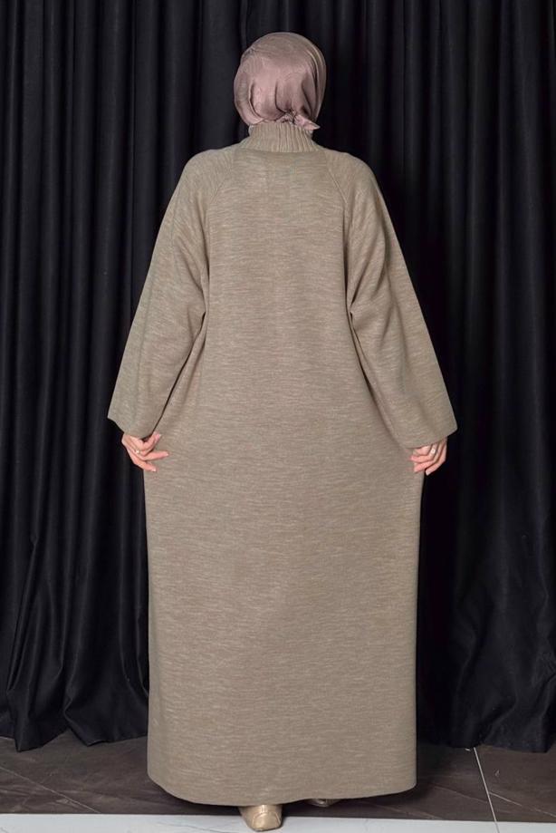 Hijab clothing MINK KNITWEAR CARDIGAN WITH POCKET DETAIL T 31381 - TRENDTESETTÜR