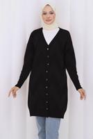 Tesettür giyim SİYAH DESENLİ TRİKO HIRKA T 3913