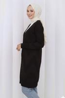 Tesettür giyim SİYAH DESENLİ TRİKO HIRKA T 3913