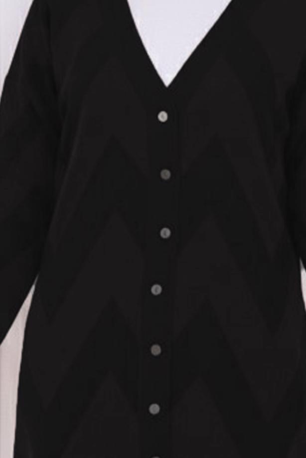 Tesettür giyim SİYAH T 3913 BN UZUN MERSERİZE HIRKA - TRENDTESETTÜR