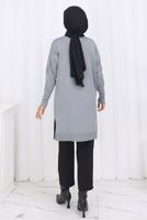 Tesettür giyim GRİ DESENLİ TRİKO HIRKA T 3913
