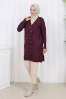 Tesettür giyim BORDO DESENLİ TRİKO HIRKA T 3913