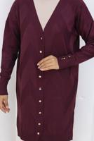 Tesettür giyim BORDO DESENLİ TRİKO HIRKA T 3913