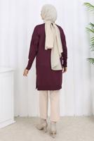 Tesettür giyim BORDO DESENLİ TRİKO HIRKA T 3913