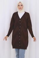 Tesettür giyim KAHVE DESENLİ TRİKO HIRKA T 3913