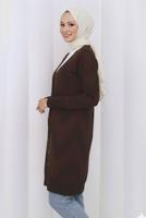 Tesettür giyim KAHVE DESENLİ TRİKO HIRKA T 3913