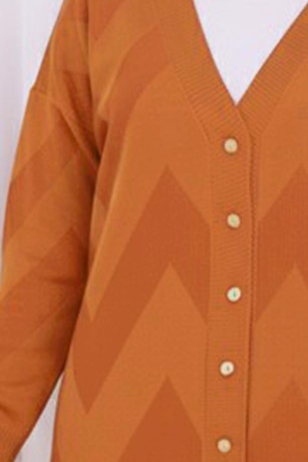 Tesettür giyim KAHVE T 3913 BN UZUN MERSERİZE HIRKA - TRENDTESETTÜR