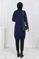 Tesettür giyim LACİVERT DESENLİ TRİKO HIRKA T 3913