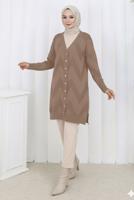 Tesettür giyim VİZON DESENLİ TRİKO HIRKA T 3913