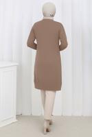 Tesettür giyim VİZON DESENLİ TRİKO HIRKA T 3913