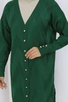 Tesettür giyim YEŞİL DESENLİ TRİKO HIRKA T 3913