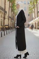 Tesettür giyim SİYAH TRİKO HIRKA T 5417