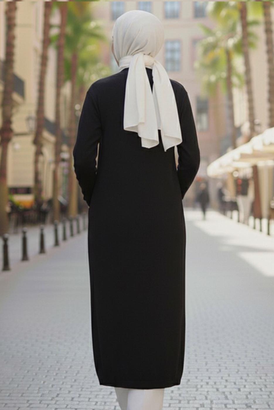 Tesettür giyim SİYAH TRİKO HIRKA T 5417