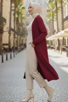 Tesettür giyim BORDO TRİKO HIRKA T 5417