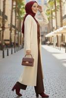 Tesettür giyim EKRU TRİKO HIRKA T 5417