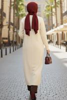 Tesettür giyim EKRU TRİKO HIRKA T 5417