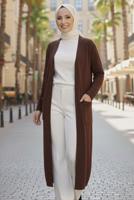 Tesettür giyim KAHVE TRİKO HIRKA T 5417
