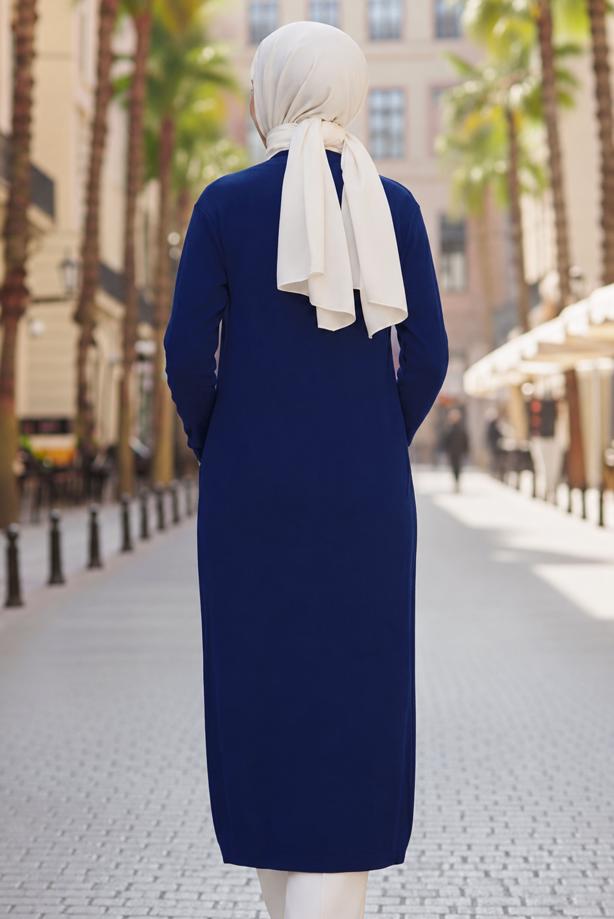 Tesettür giyim LACİVERT TRİKO HIRKA T 5417 - TRENDTESETTÜR