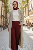 Tesettür giyim VİZON TRİKO HIRKA T 5417