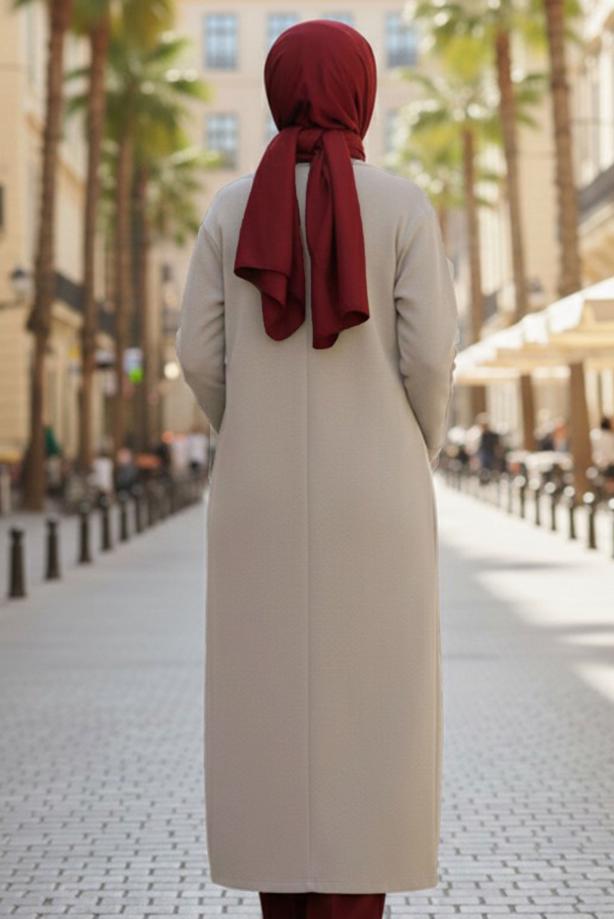 Tesettür giyim VİZON TRİKO HIRKA T 5417 - TRENDTESETTÜR