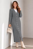 Hijab clothing GREY PATTERNED LONG CARDIGAN T 5923
