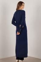 Tesettür giyim LACİVERT BAKLAVA DESENLİ UZUN HIRKA T 5923