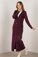 Tesettür giyim MÜRDÜM BAKLAVA DESENLİ UZUN HIRKA T 5923