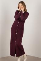 Tesettür giyim MÜRDÜM BAKLAVA DESENLİ UZUN HIRKA T 5923