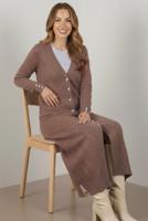 Tesettür giyim VİZON BAKLAVA DESENLİ UZUN HIRKA T 5923