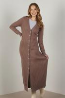 Tesettür giyim VİZON BAKLAVA DESENLİ UZUN HIRKA T 5923