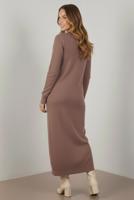 Tesettür giyim VİZON BAKLAVA DESENLİ UZUN HIRKA T 5923