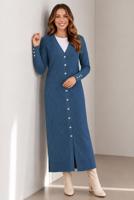 Hijab clothing NAVY BLUE PATTERNED LONG CARDIGAN T 5923
