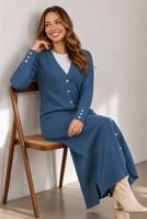 Hijab clothing NAVY BLUE PATTERNED LONG CARDIGAN T 5923