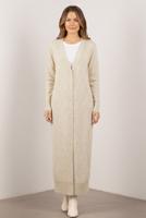 Tesettür giyim BEJ BAKLAVA DESENLİ UZUN HIRKA T 5923