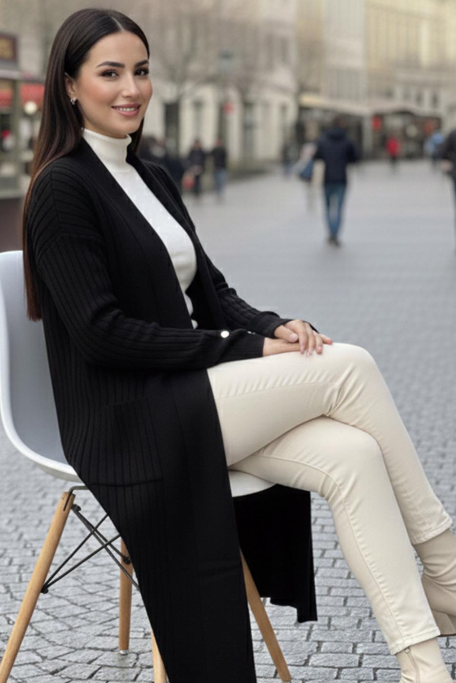 Tesettür giyim SİYAH TRİKO HIRKA T 6417