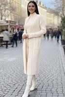 Tesettür giyim EKRU TRİKO HIRKA T 6417