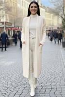 Tesettür giyim EKRU TRİKO HIRKA T 6417