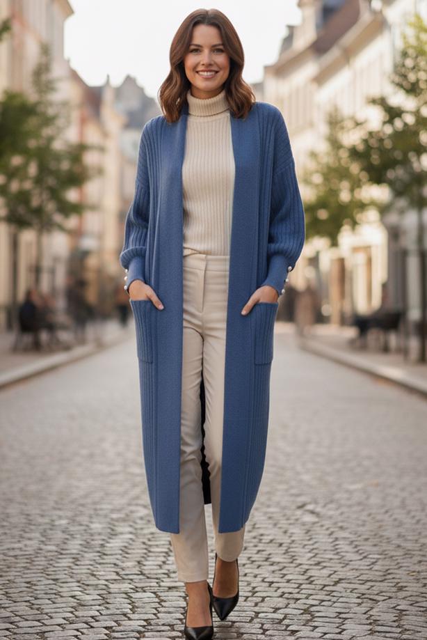 Tesettür giyim LACİVERT TRİKO HIRKA T 6417 - TRENDTESETTÜR