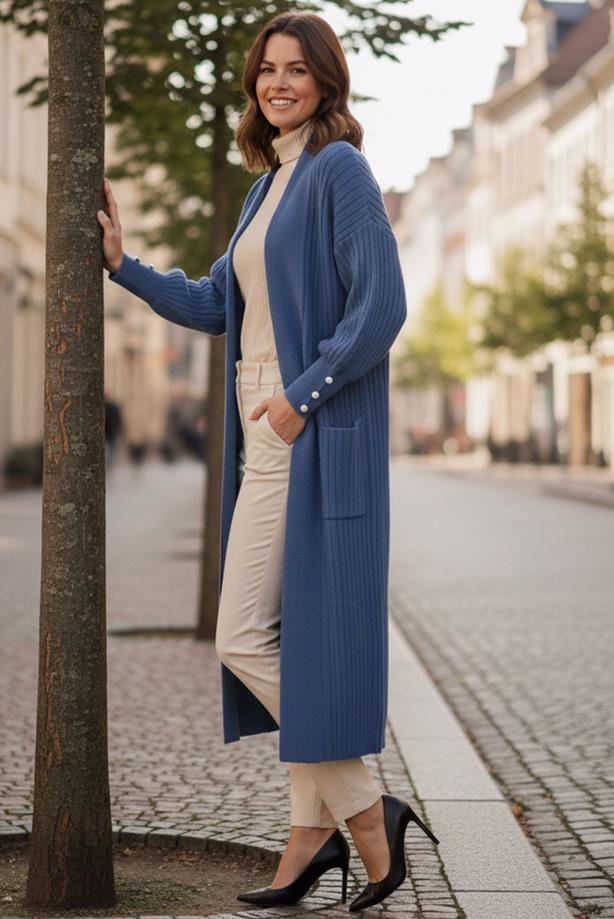 Tesettür giyim LACİVERT TRİKO HIRKA T 6417 - TRENDTESETTÜR