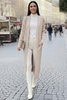 Tesettür giyim BEJ TRİKO HIRKA T 6417