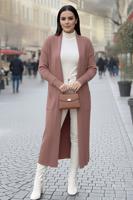 Tesettür giyim PEMBE TRİKO HIRKA T 6417