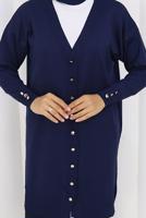 Hijab clothing NAVY BLUE T 6713 BN UZUN MERSERİZE HIRKA