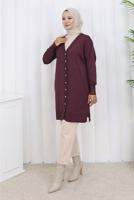 Tesettür giyim MÜRDÜM T 6713 BN UZUN MERSERİZE HIRKA