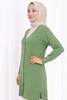 Tesettür giyim YEŞİL TRİKO HIRKA T 6713