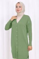 Tesettür giyim YEŞİL TRİKO HIRKA T 6713